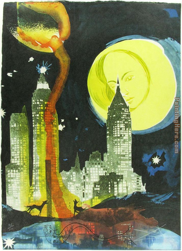 Manhattan Skyline painting - Salvador Dali Manhattan Skyline art painting